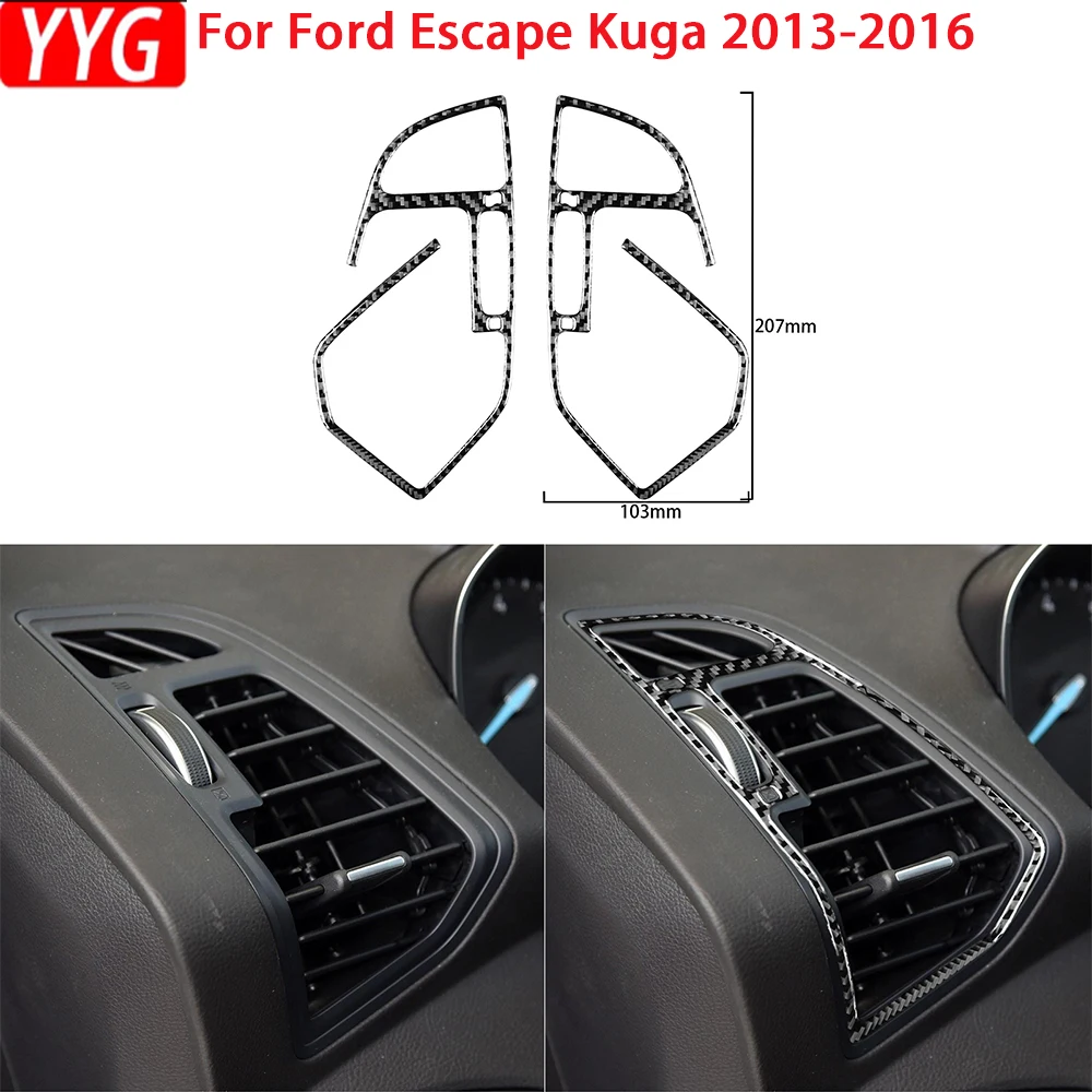 

For Ford Escape Kuga 2013- 2016 Real Soft Carbon Fiber Air Conditioning Vent Sequins Sticker car accessories interior B models