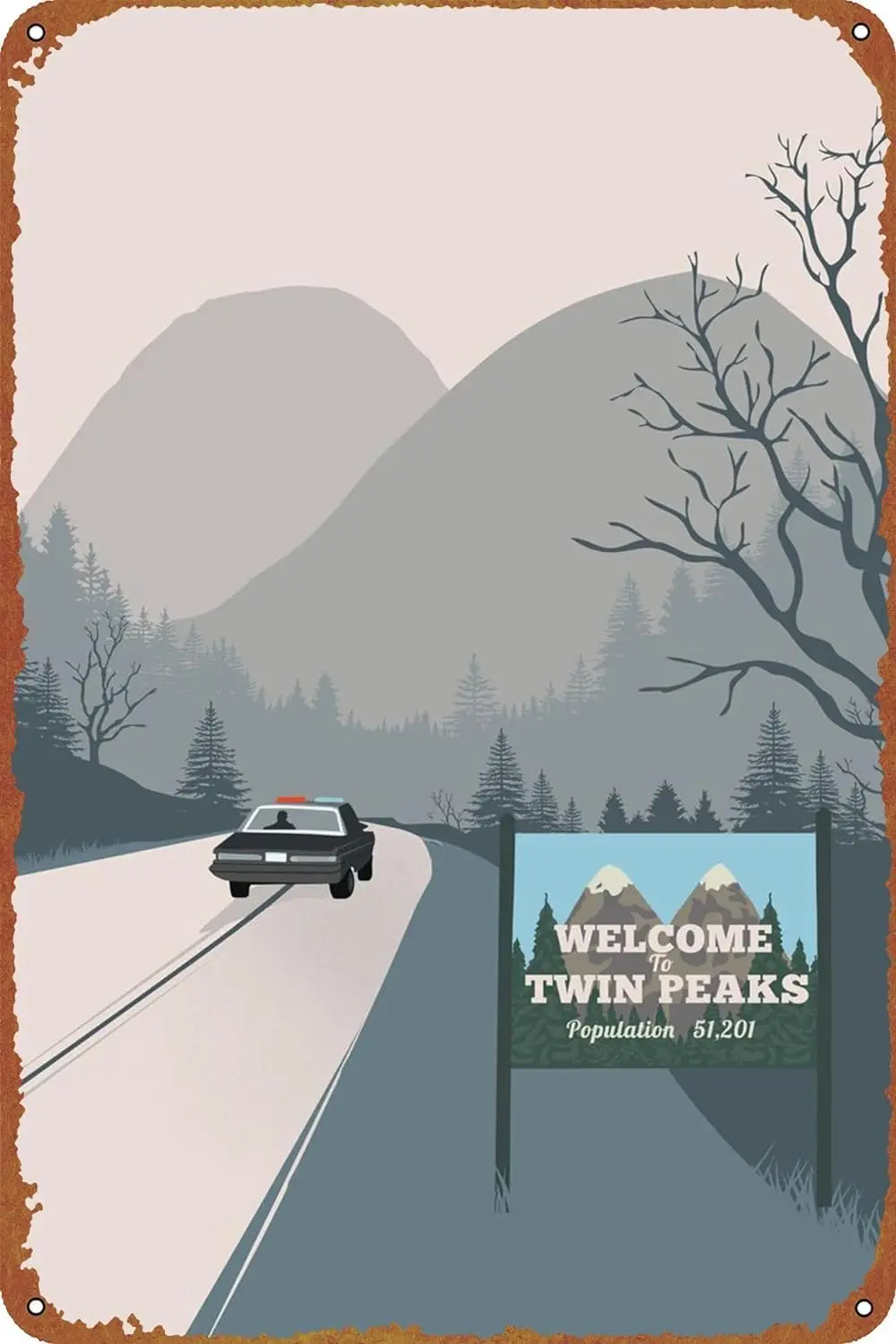 Welcome to Twin Peaks art Poster Vintage Tin Sign for Bar Office Home Wall Decor Gift Retro Metal Sign-8x12Inch sign sign sign