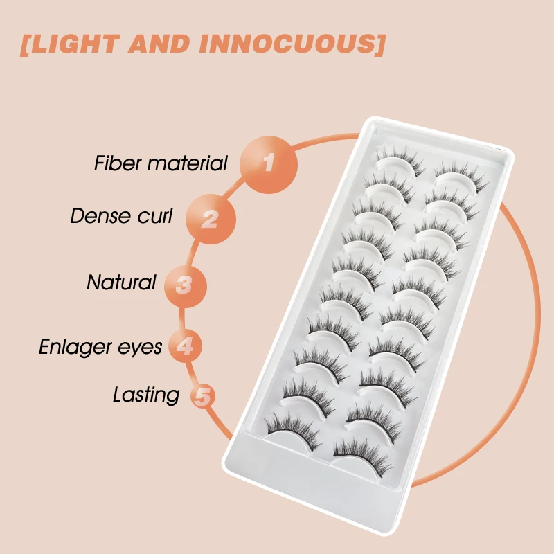 ขนตาปลอมแบบรัสเซียขนตางอน10คู่ขนตาปลอมแบบ3D ขนมิงค์อุปกรณ์ขนตาปลอมนุ่ม pestañas