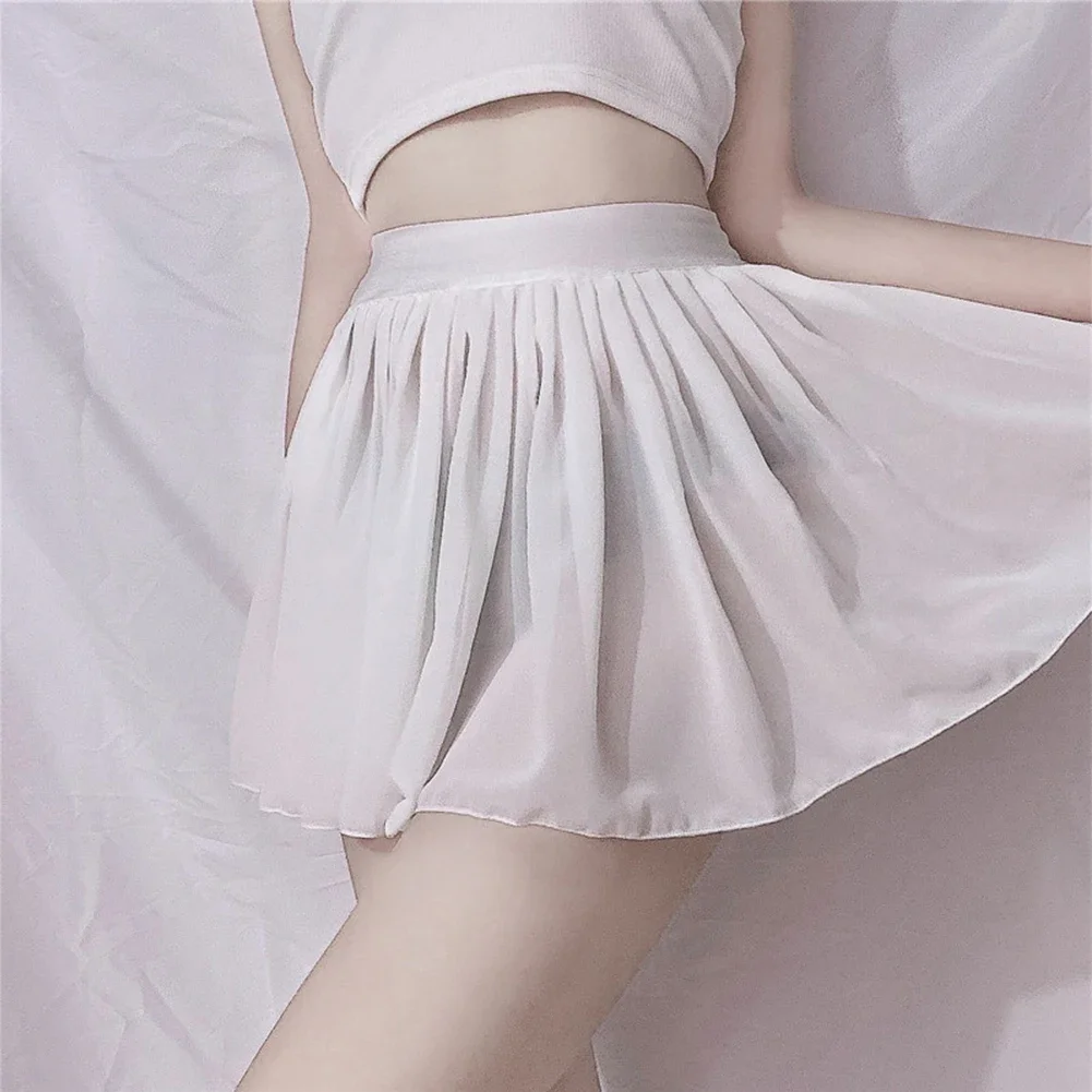 

Hot New Women's Skirt Dress Skater Pleated Slight Strech Soft Polyester Sheer Lingerie Short Skirts Solid Color