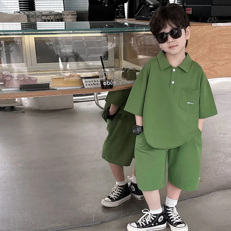 

Детская рубашка-поло Футболка для мальчика Детский костюм 2025 Одежда Бутик Одежда 8 10 лет Детские шорты с верхом и низом Комплект футболок