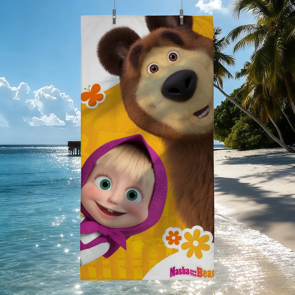 Cartoon m-Masha-and the B-Bear Towel Drying Bath Towel Applicable To Light Swimming Camping Yoga Beach Out