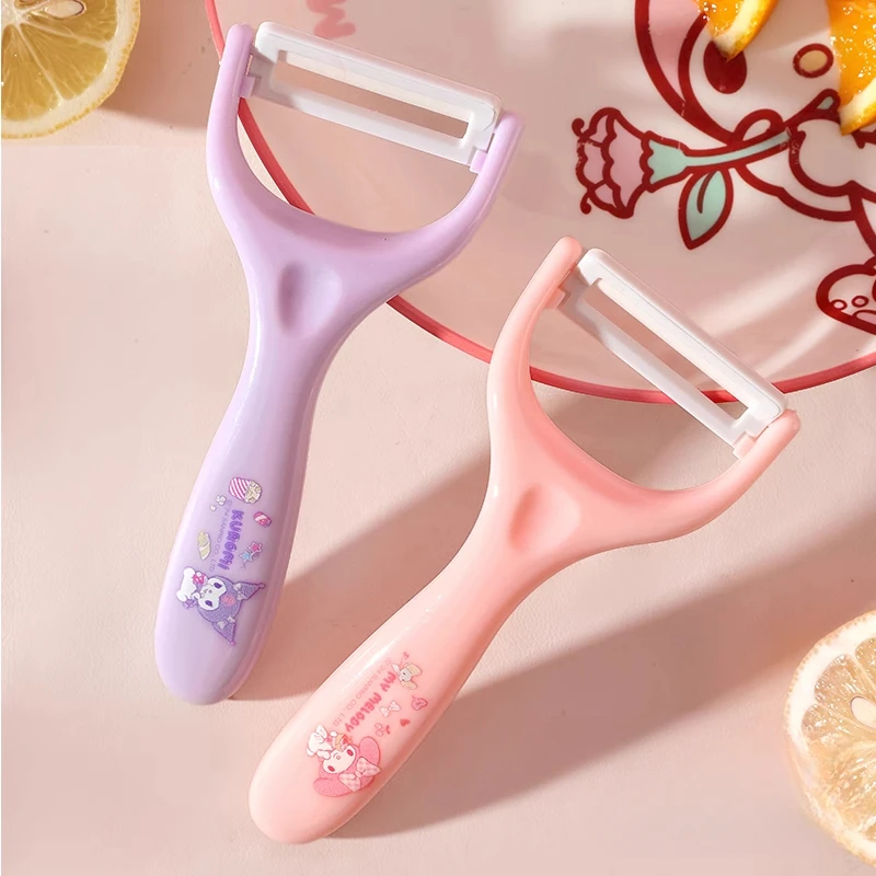 Kawaii Hello Kitty Ceramics Anti-rust Y Peeler for Vegetable Fruit Sanrio Anime Cinnamoroll Kuormi My Melody Kitchen Tableware