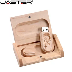 JASTER Wooden USB 2.0 Flash Drives 128GB Free Custom Logo Pen drive 64GB 32GB with Box Memory Stick Business gift USB stick 16GB