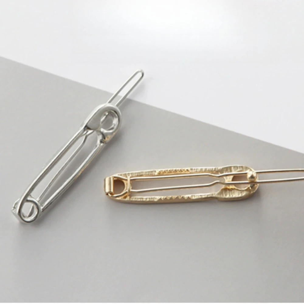 2/4PCS Fashion Gift Gold Silver Brooch Pin Shape Headress Hair Clips for Women Safety Pin Hairpins Girls Hairpin Barrettes - view 6