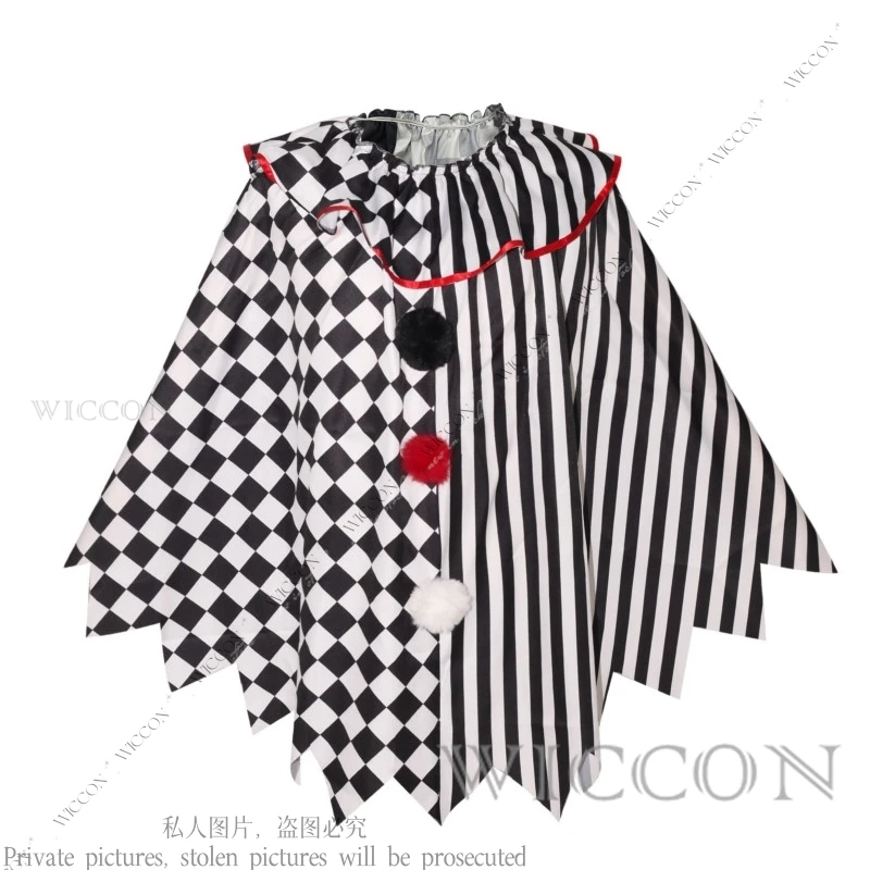 Costume de Clown Effrayant pour Homme et Femme, Cape Noire et Blanche, Masade Tim, ixd'Halloween, Cosplay Adulte