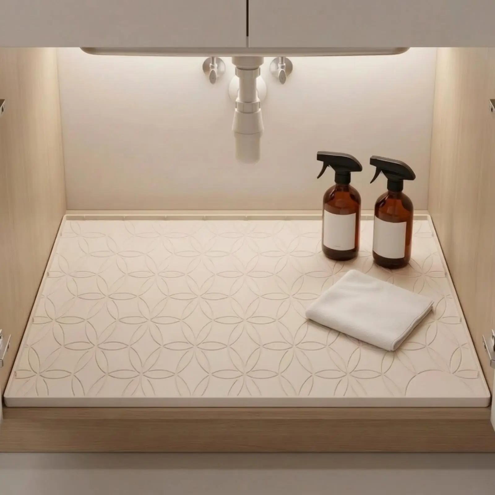 Silicone Sink Drain Tray with Raised Edge Waterproof Kitchen Mat for Counter Protector and Under Sink Liner