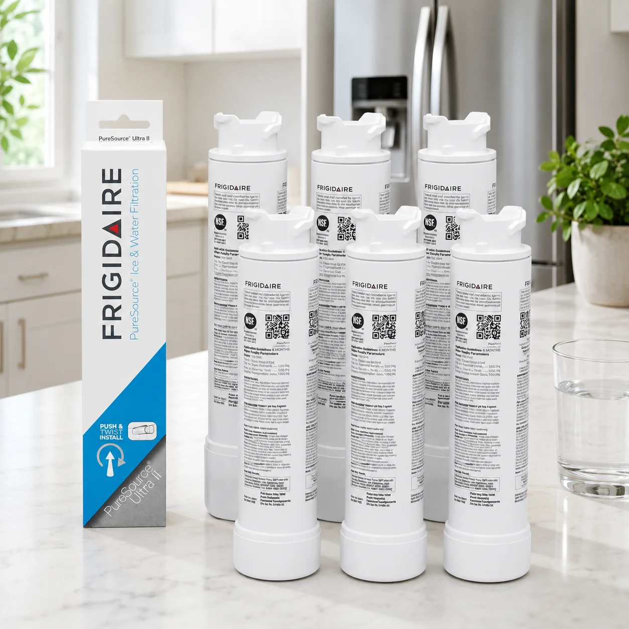 EPTWFU01 Refrigerator Water Filter Replacement for Frigidaire PureSource Ultra II for Electrolux EWF02 012505454226 FG4H22 6Pack