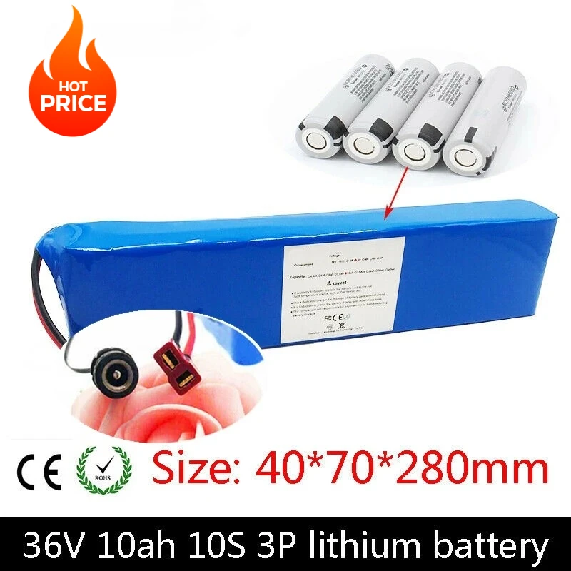 

36V 10Ah Rechargeable 18650 Battery Pack - 500W High Capacity with BMS forBicycle/Motorcycle/Scooter