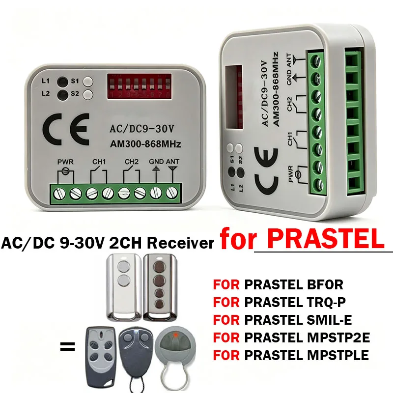 300-868MHz Universal Gate Motor Receiver Compatible with PRASTEL BFOR TRQ-P SMIL-E MPSTP2E MPSTPLE Garage Gate Remote Control