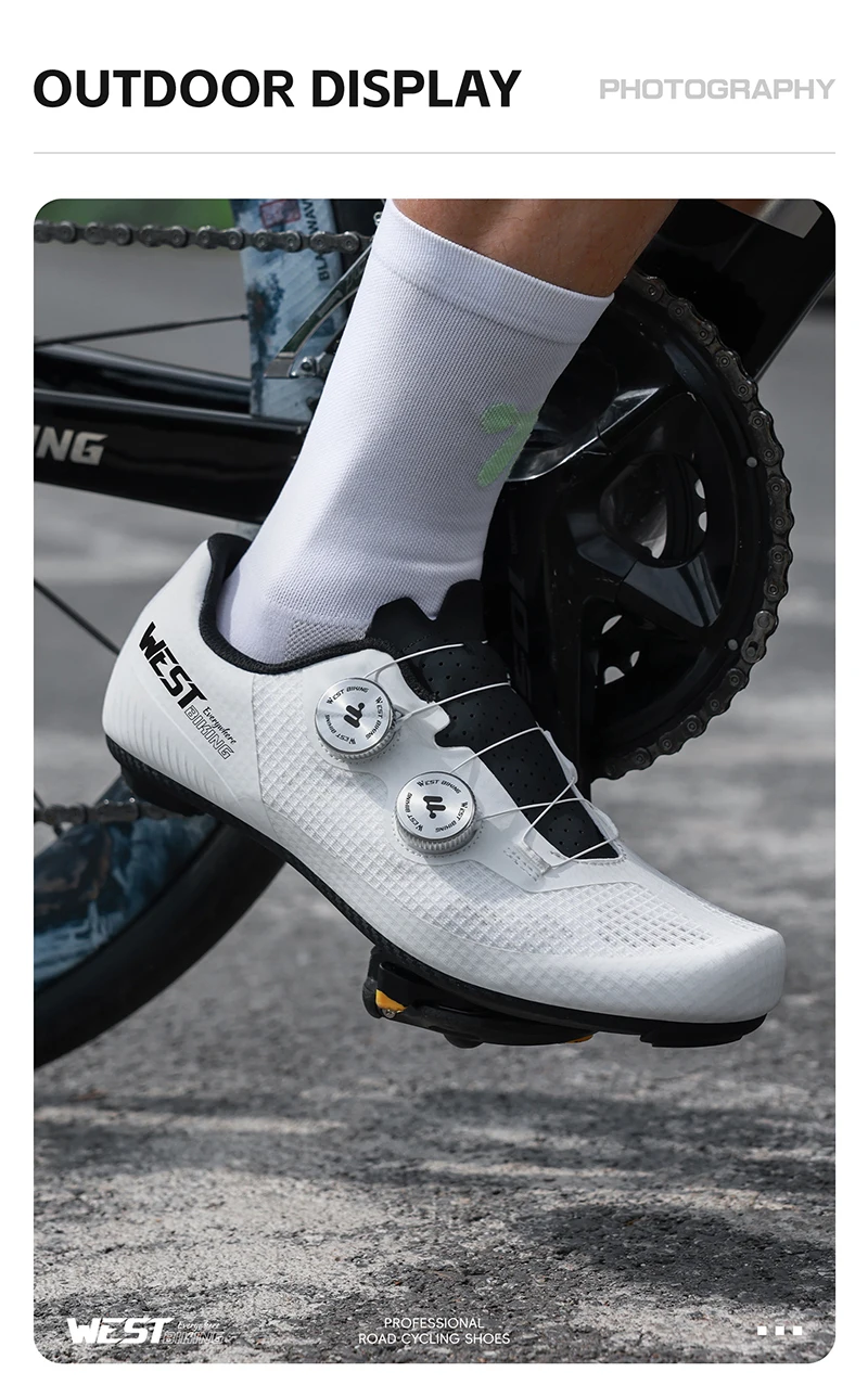 WEST BIKING Herren-Rennradschuhe mit Carbonfaser-Sohle, Dual-Dial-Renn-Sneaker, leichte, atmungsaktive Fahrradschuhe für SPD SL – Detail 21