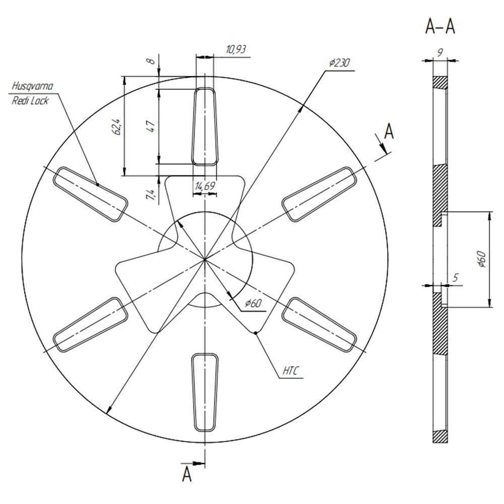 GD13 Customized 9 Inch Redi Lock Tranist Plates Diameter 230mm Husqvarna Transition Disc Totally the Same as the Drawing