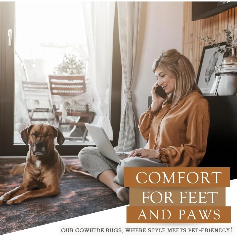 100% Genuine Dark Brindle Cowhide Rug - Modern Style Animal Skin Rug & Floor Carpet for Living Room