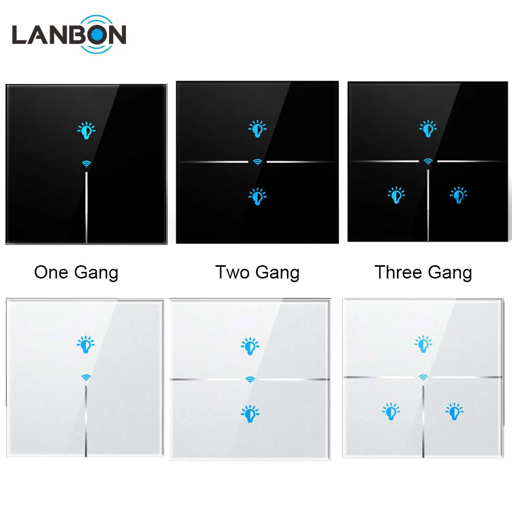 LANBON Smart Home WiFi Touch Switch for Villa and Apartment 2 Gang Electrical Smart Wall Light Switches Free APP Remote Control