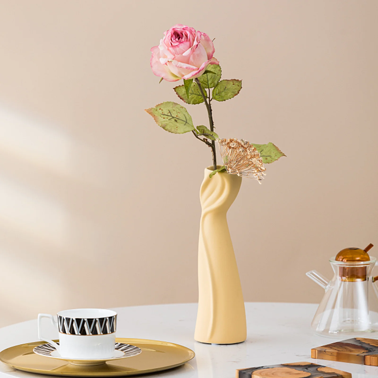 

10Pcs Golden Hydrangea Flower Heads Premium Artificial Plastic Blooms for Wedding Decor Home Party DIY