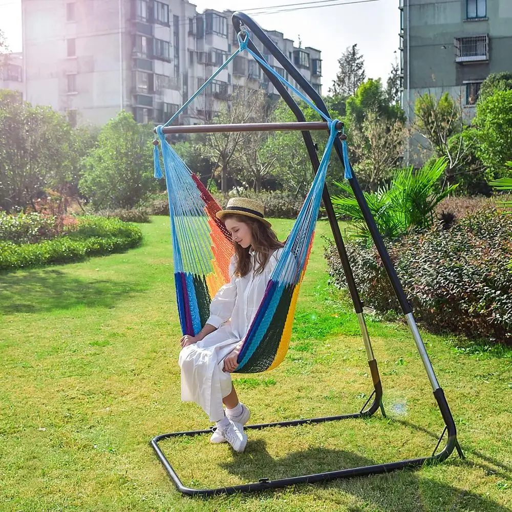 حامل كرسي هزاز بارتفاع قابل للتعديل، 79-93 بوصة، سعة 330 رطل، إطار فولاذي عالي التحمل، مطلي بالمسحوق للداخلية/الخارجية #2