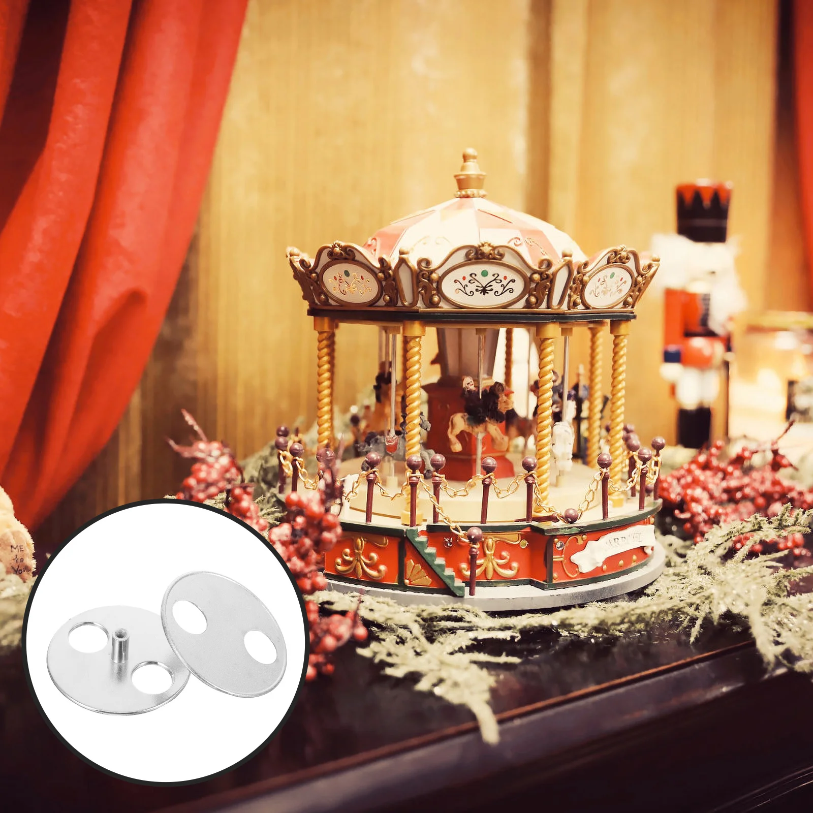 

3pcs Music Box Accessories Diy Assembly Metal Disc Stable Base Adjustable Wind-Up Key Replacement Parts For Repair Decorative