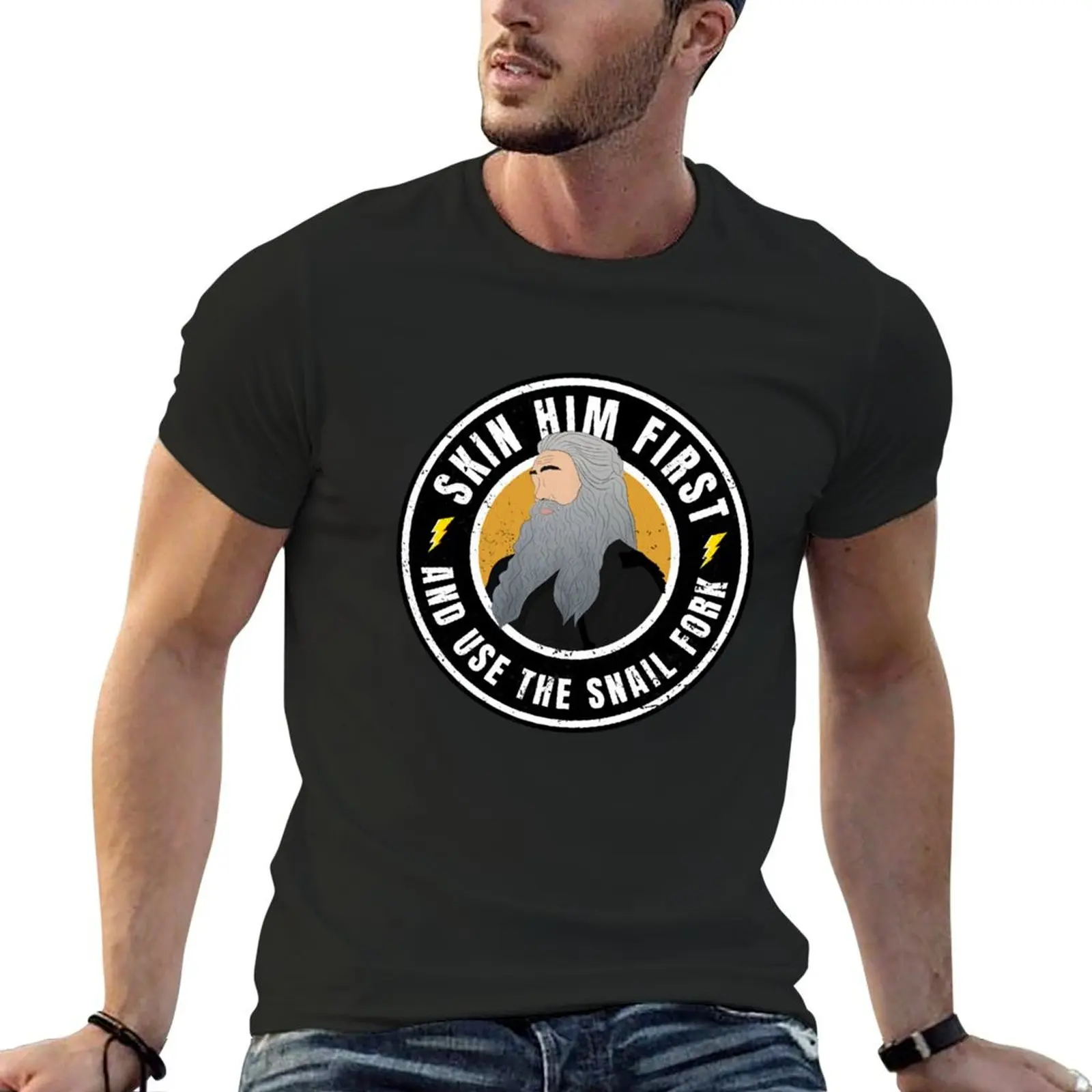 Skin Him First and USE the snail Fork T-shirt Short sleeve tee boys whites customizeds heavyweight t shirts for men