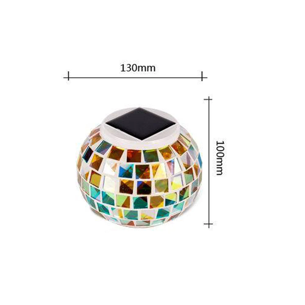 

Solar Powered Mosaic Glass Lamp Outdoor One White LED Colorful Bead Decoration Low Modes Solar Lights