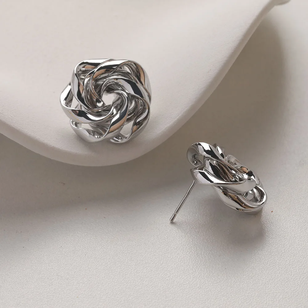 2PCS Dainty Rose Flower Ear Studs Earrings for Jewelry Making Findings DIY Hand Made Brass 14k Gold Plated 21mm Accessories