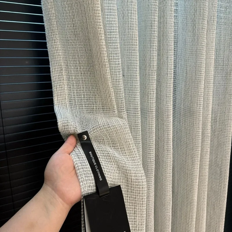 Modern High-end Living Room Gauze Curtain Minimalist Italian Style Light-transmitting and Slightly Transparent Custom Size Tulle