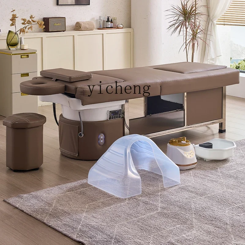 b11-7.1Pedicure Integrated Massage Shampoo Bed Water Circulation Fumigation Beauty Salon Electric Lifting Foot Bath Massage Bed