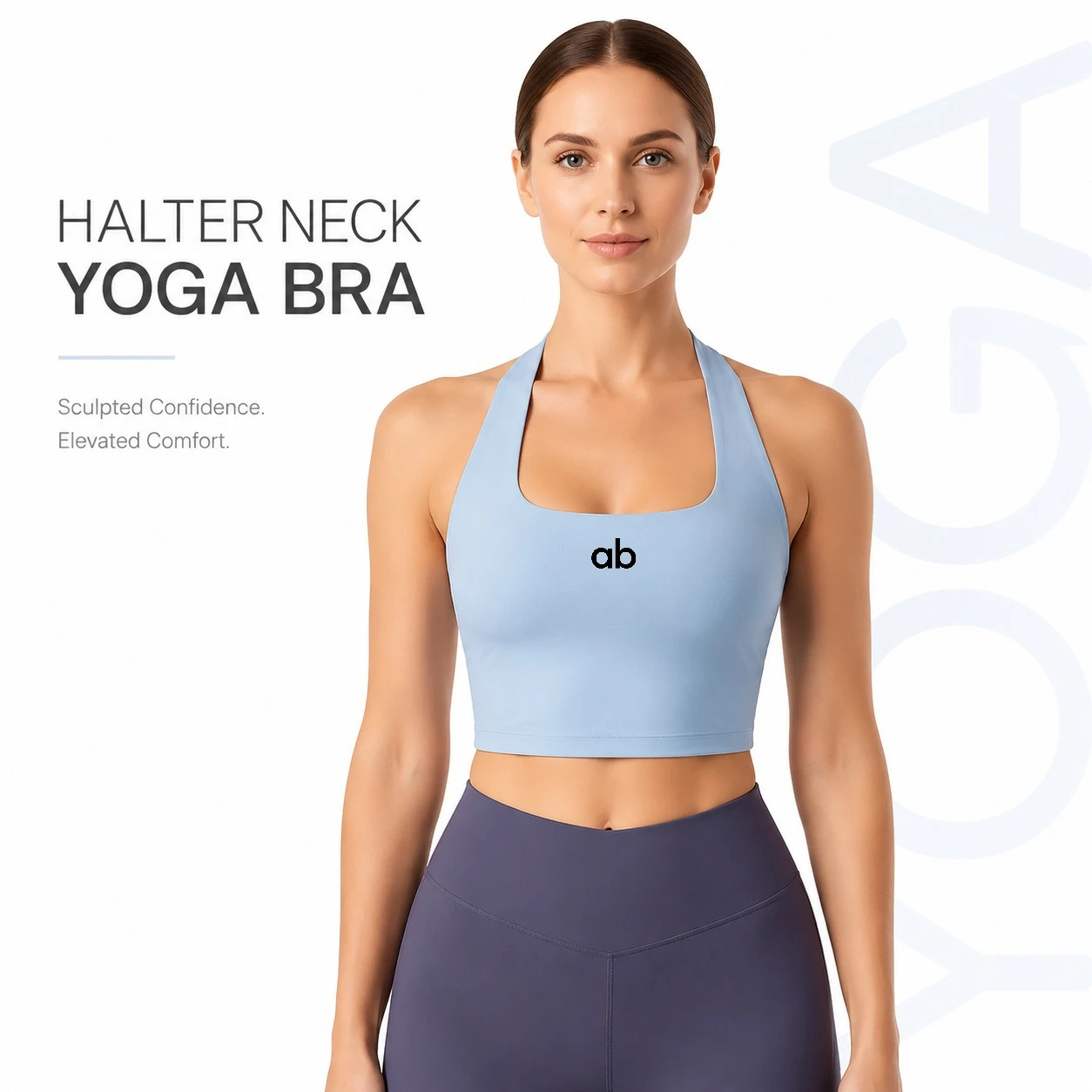 Women Solid Halter Sports Bra Backless Push‑Up Anti‑Sagging Padded Shockproof Yoga Gym Running Fitness Workout Top