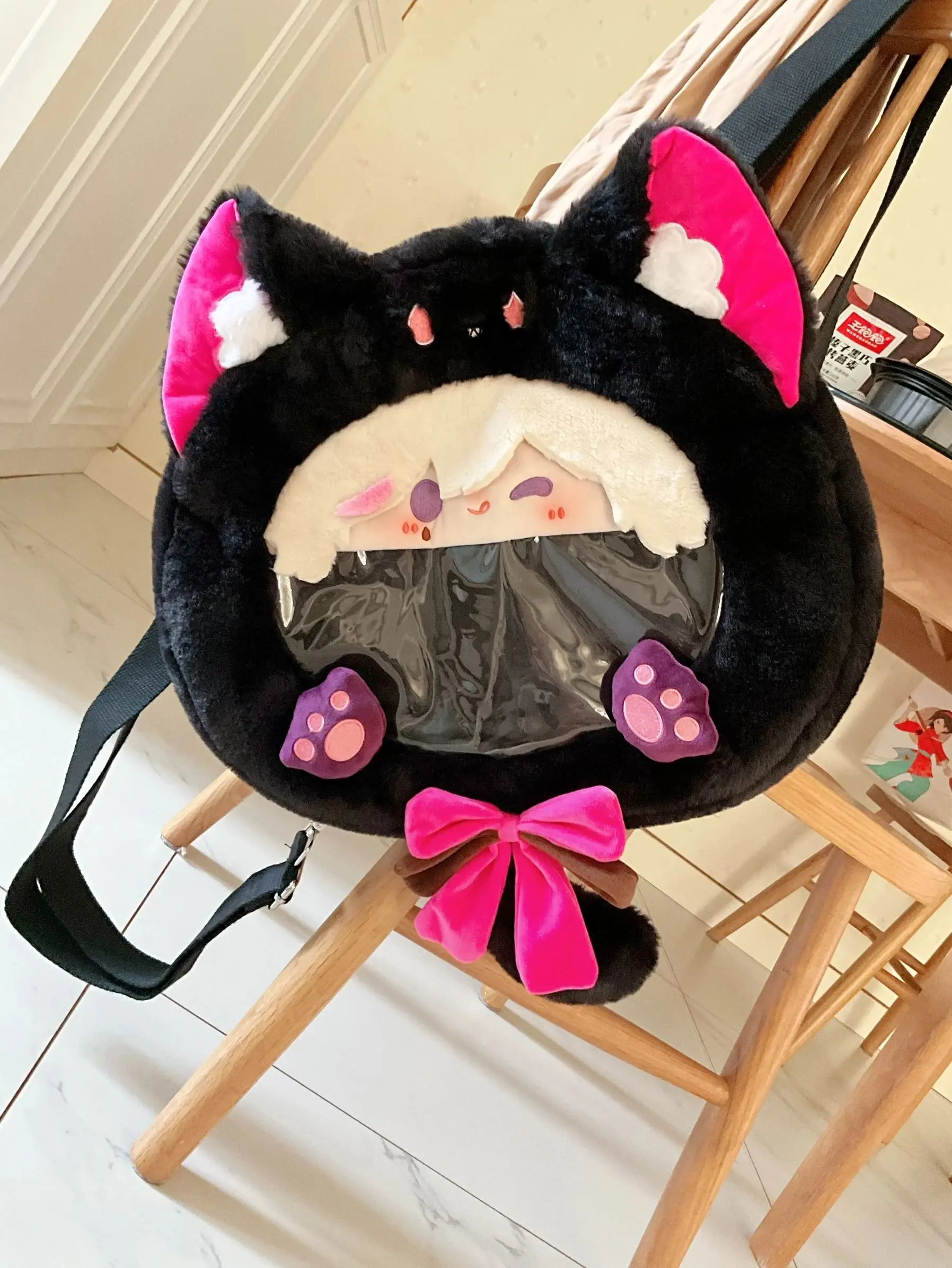 Anime Genshin Impact Lyney Neuvillette Cos Pack Anime Bags Big Capacity 40x40cm Satchel Bags Handbag Portable Bag