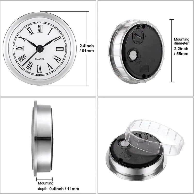 77JB mini zegar wkładka 2,4 cala 61 mm okrągłe kwarcowy zegar miniaturowy