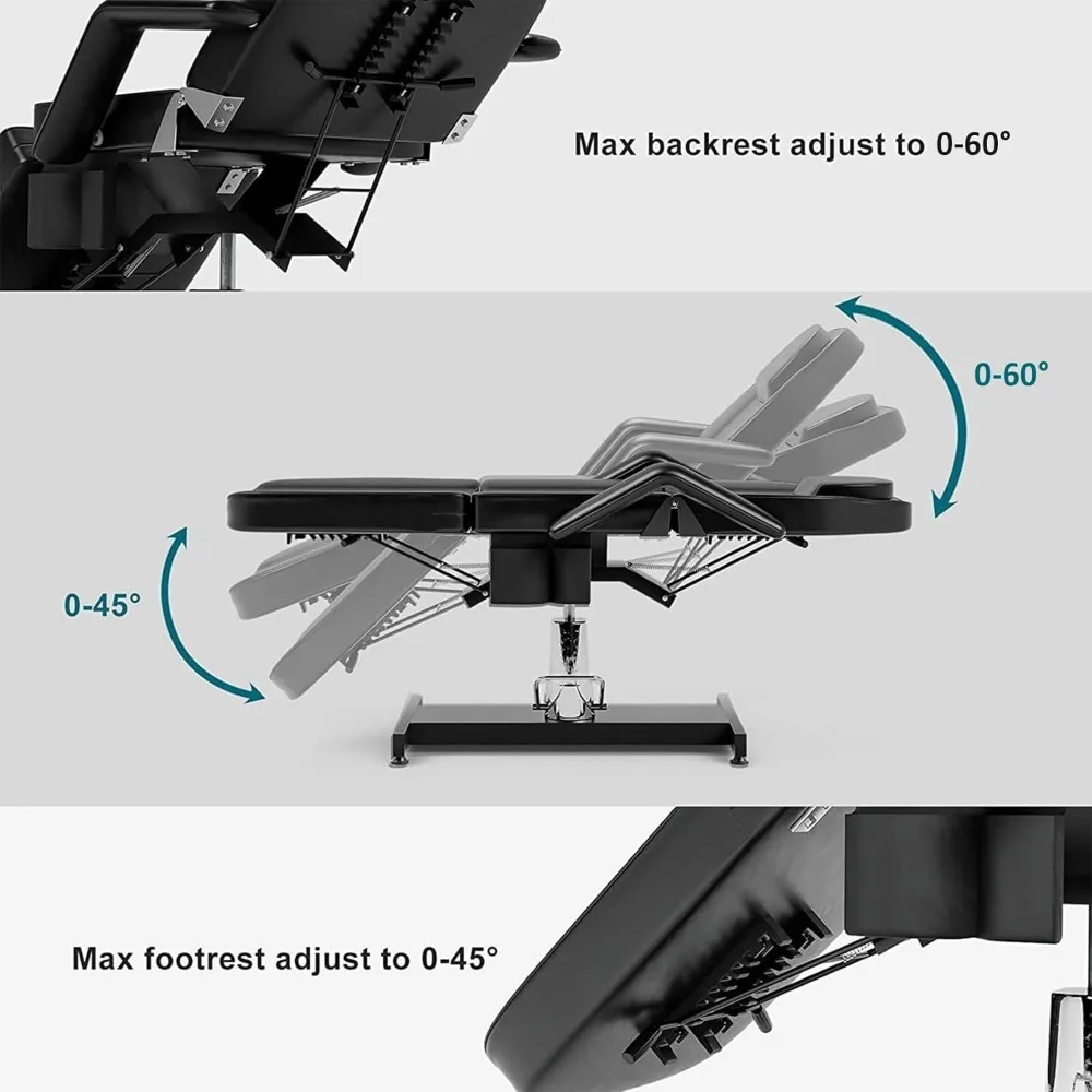 Tattoo Chair Bed for Client, 360° Swivel Spa Chair Table Hydraulic Facial Beds for Esthetician, Lash Chair w/Adjustable Backrest
