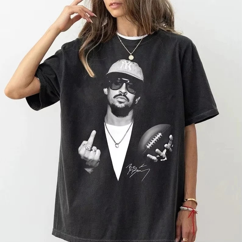 Bad Bunny Bowl 2026 Halftime Show Short Sleeves Cotton T-Shirt Bad Bunny Portrait Print T-Shirt Graphic Vintage Tee Tops
