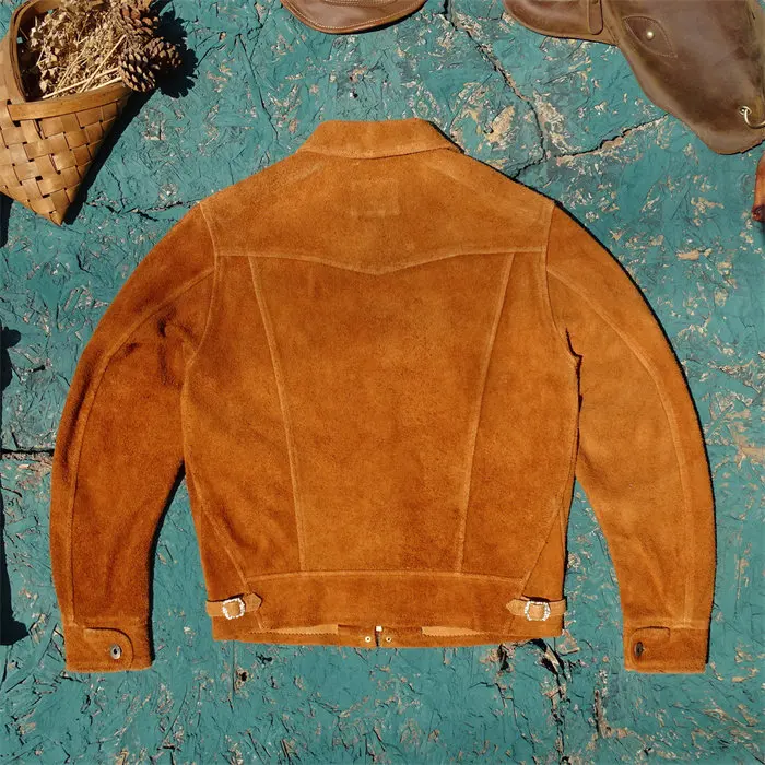 Tailor Brando Suede Goatskin Unlined Vintage Men's Western Style Genuine Leather Farmer's Jacket