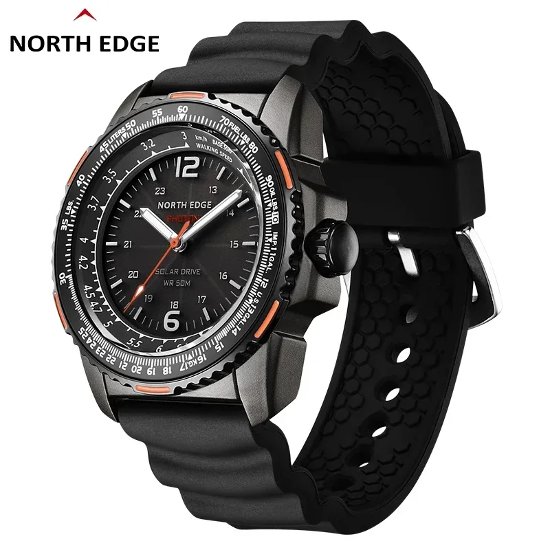 New NORTH EDGE PNewON  Waterproof 50M Men's Sport Wristwatches Men Digital Military Watch Solar Power Luminous Enviormentally Cl