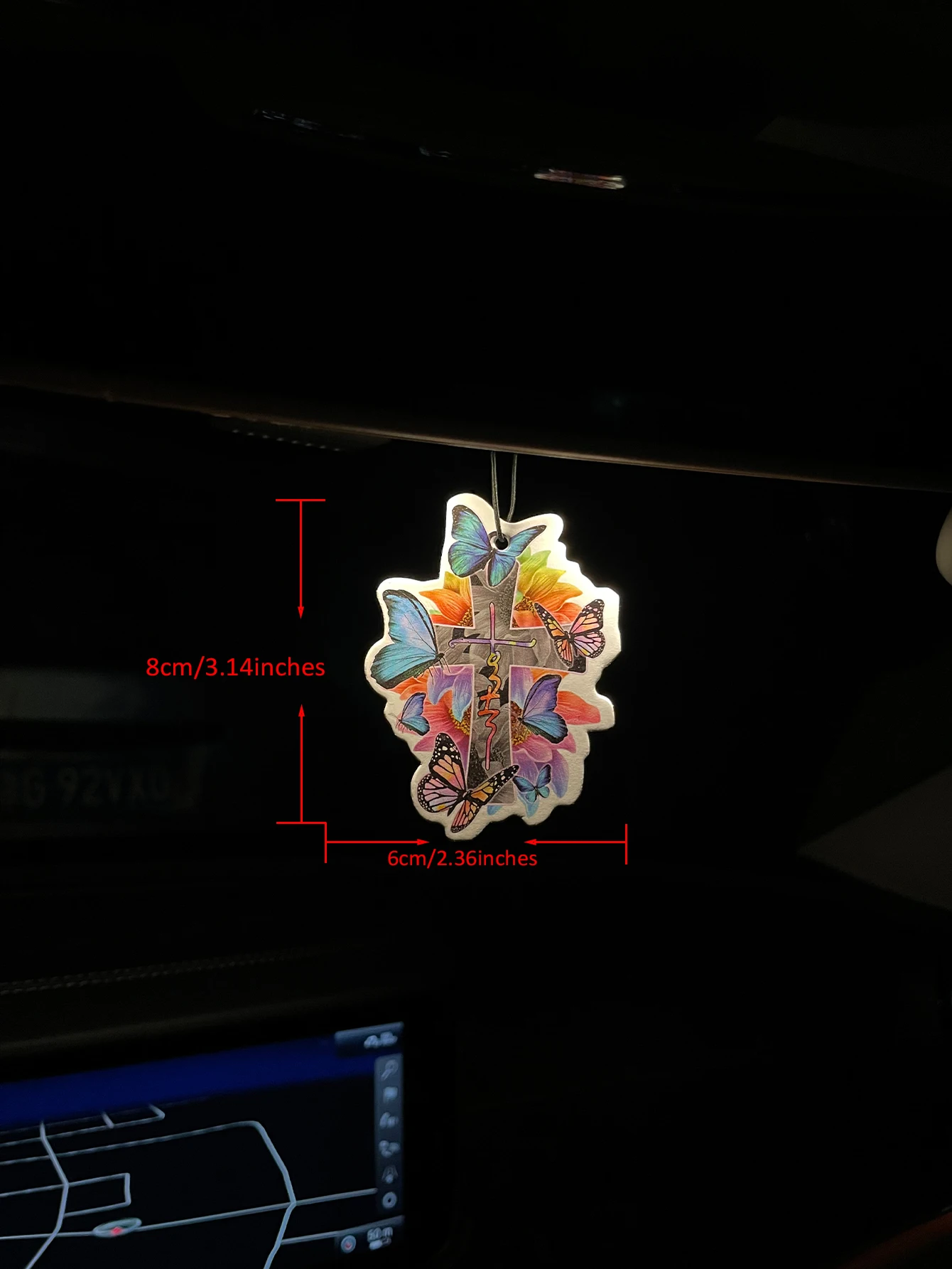 Faith Cross Sunflower Butterfly Hanging Car Air Freshener, Plant‑Extracted Fragrance Alcohol‑Free, 60‑90 Days Long Lasting, Heat