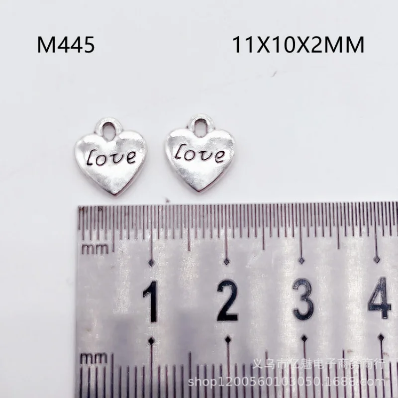 Factory Direct Sales 100Pieces 10*11MM Ancient English Letters love Love Pendant diy Bracelet Peach Heart Accessories