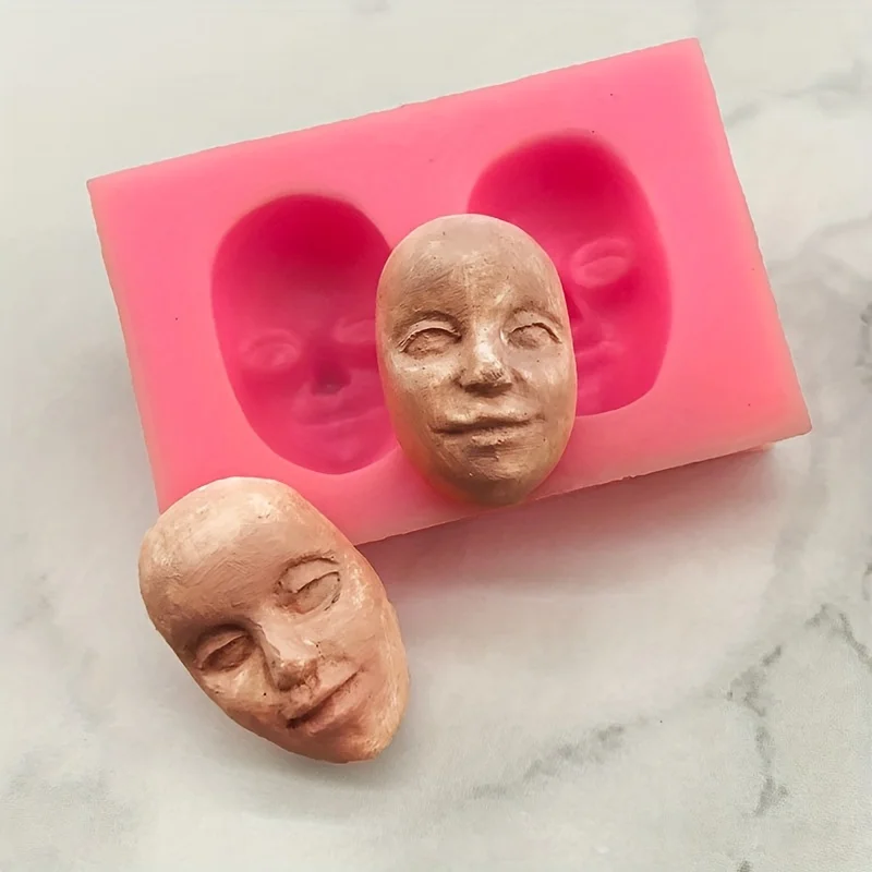 1pc, 3D face shaped silicone mold - creative DIY baking mold, perfect for cake decoration, ice cubes, and polymer clay crafts