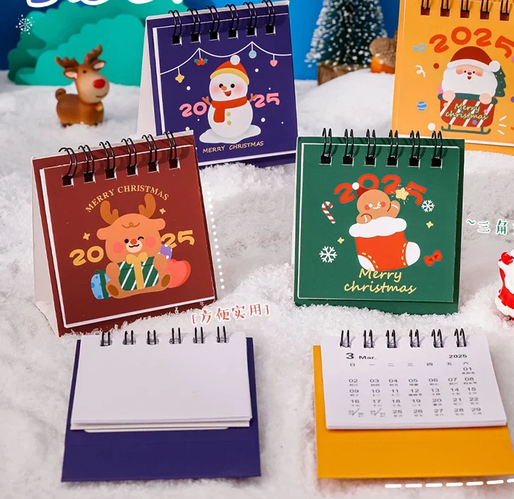 24 Pcs Wholesale 2025 Years Christmas Calendar Ins Desktop Calendar Display Cute Mini Small Gifts