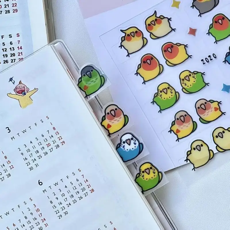 10 Pairs Of Stylish And Creative Parrot  Stickers, Decorative Bookmarks For Organization And Marking