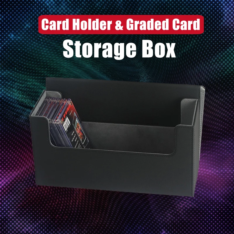 Leather Trading Card Holders Magnetic Flip Storage Box, TCG Sports Football Basketball Card Holders Toploaders Storage Case