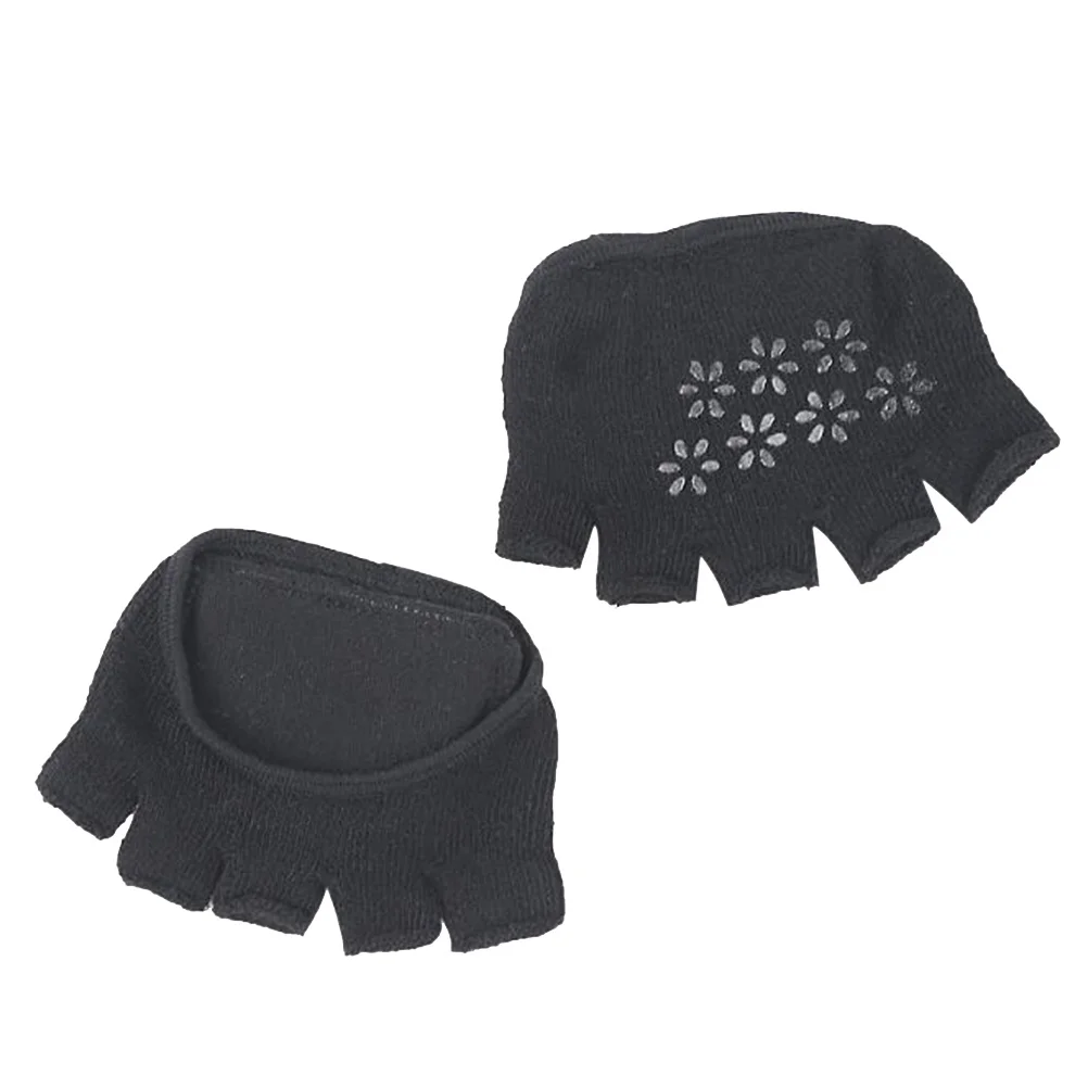 女性用通気性吸汗性ハーフソックス1足、ヒールレス、5本指、つま先が見える、水ぶくれ防止、前足部パッド、フットケアツール