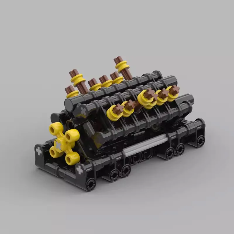 MOC Creative V12 Engine Building Blocks Model DIY Assemble Mechanical Structure Puzzle Toy Modified Ornament Gift for Lovers