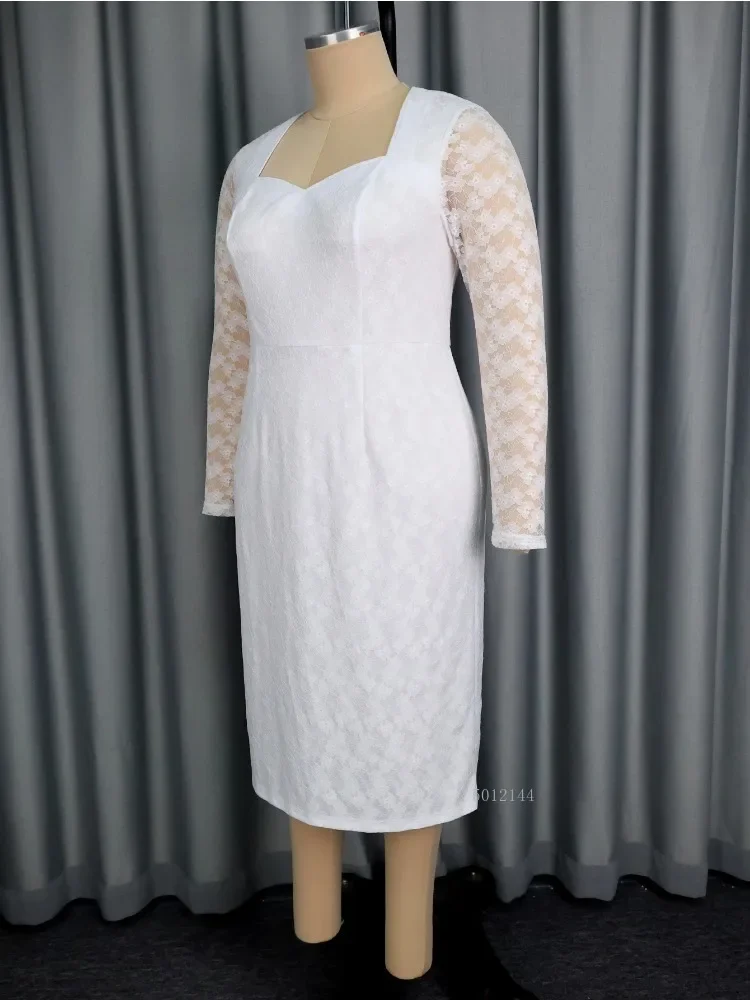 

Женское элегантное кружевное платье миди с длинными рукавами и вырезом в форме сердца, облегающее платье на осень-зиму, вечернее коктейльное вечернее платье