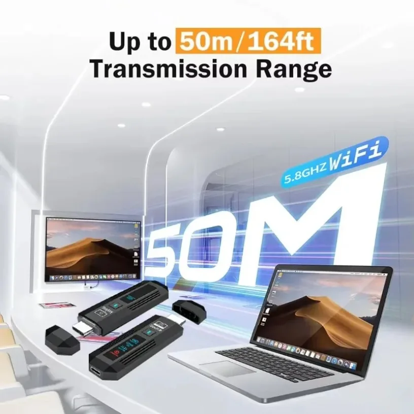 1080P 50M Wireless HDMI-Compatible Video Audio Transmitter Receiver Extender Display Adapter Dongle For TV Box Monitor Projector