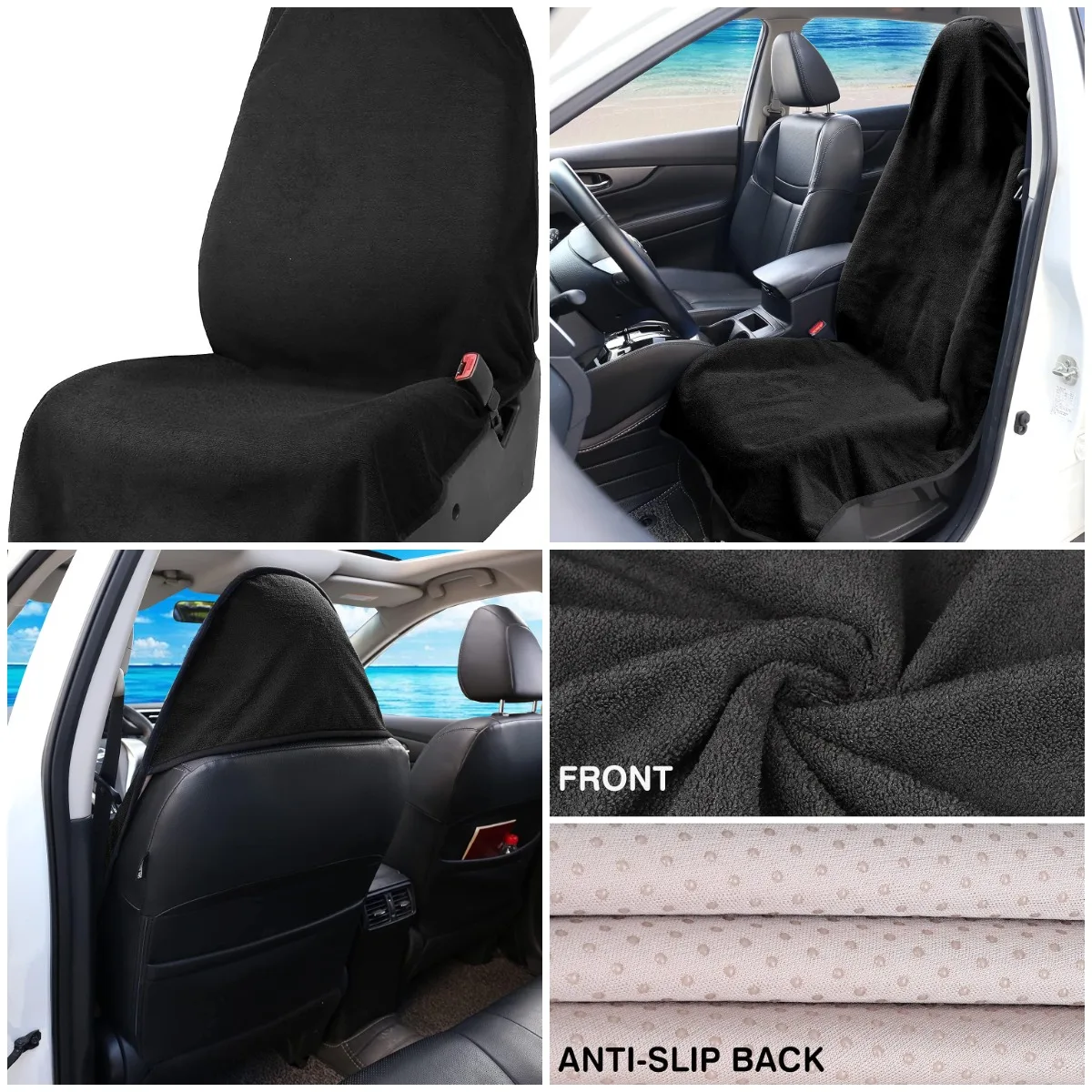 

Black Waterproof Seat Cover for Car Truck SUV - Non-Slip, Universal Fit for Dog & Kid, Outdoor & Sports Use
