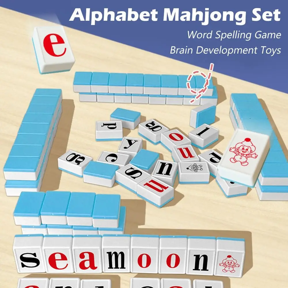 108pcs Multicolor Alphabet Mahjong Set 26 Letters Word Spelling Learning Game Brain Development Alphabet Design
