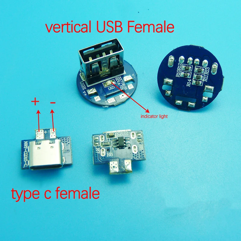 

2PCS Micro Mini USB Type C 2Pin 3.0 2.0 Female Connector With PCB Board USB Female Connector With Light 5V Charging Modification