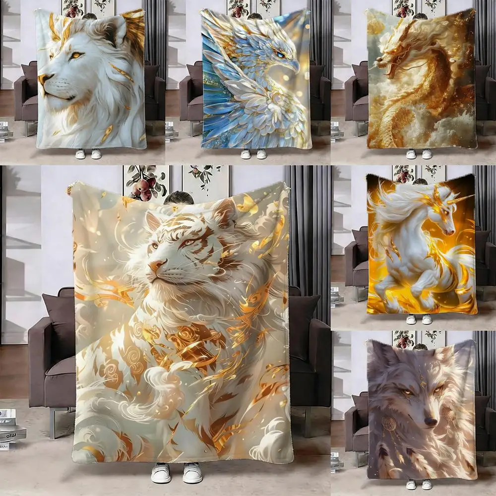 

Двусторонний плед с изображением животных, уютный фланелевый плед, легкий, приятный для кожи, теплый, для дивана, кровати, офиса, путешествий, на все сезоны