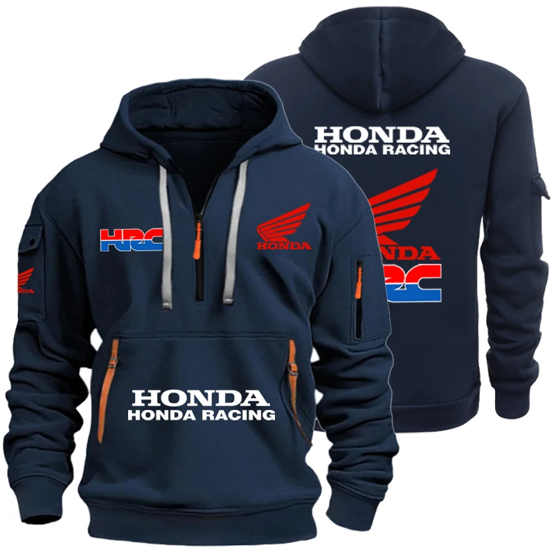 Honda New Zipper Hoodie Outdoor Sports Enthusiasts Men And Women Fashion alf Zipper Multiple Pocket Spring And Autumn Hoodie