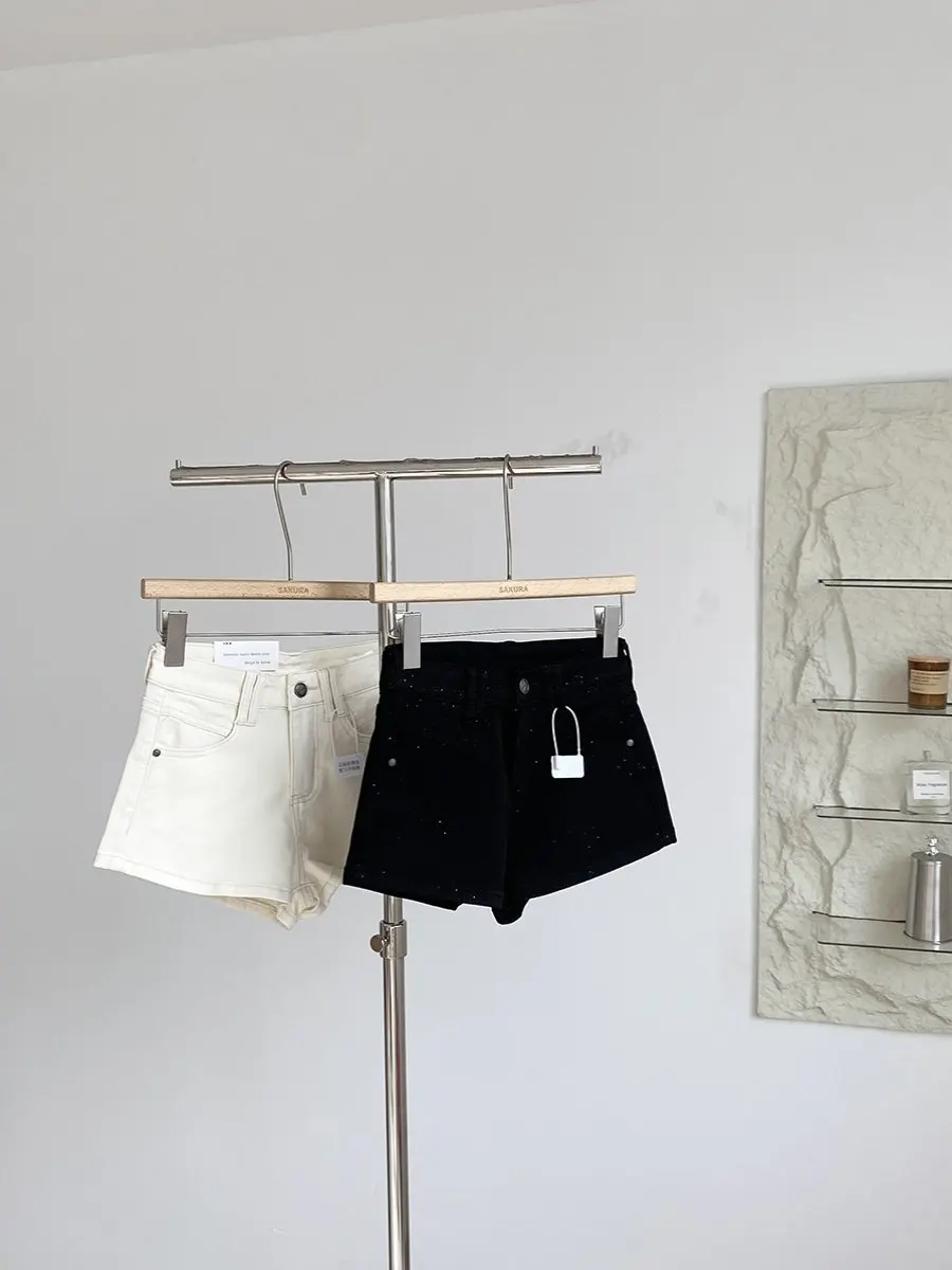 

Korean Style High Waist Casual Color Versatile Spring Summer Slimming Short Jeans Women's Fashionable Commute Wind