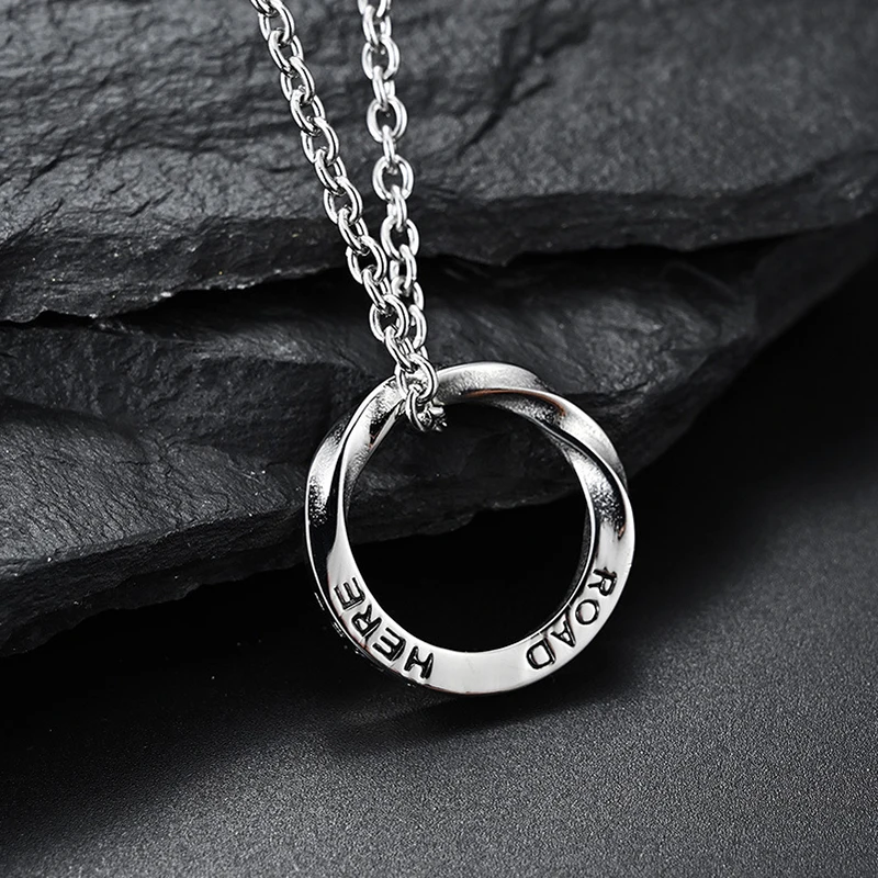 Mobius Necklace Women Men Vintage Simple Silver Color Hollow Circle Pendant Stainless Steel Chain Hip Hop Punk Jewelry Male Gift